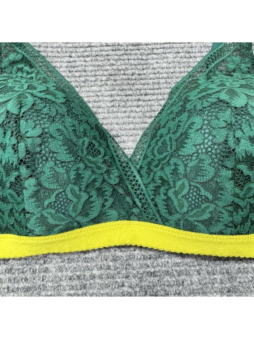Knix Bralette Womens XL Green Lace Deep V Plunge Wireless Back Closure Bra - Picture 3 of 9